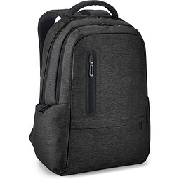 RE-BOSTON. Wasserabweisender 2Tone-Laptop-Rucksack aus recyceltem Nylon mit 210D-Fach, Schwarz