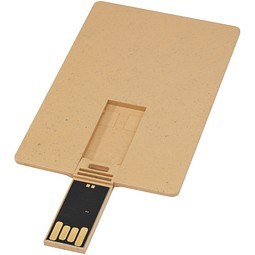 Rechteckiger, ausklappbarer USB-Stick in Kreditkarten-Format, Kraftpapier, 64GB