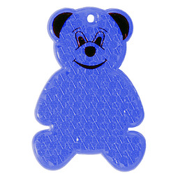Messeartikel Reflektor Bär trend-blau – mit Logo bedruckt inkl. Öse und Schnur reflektierender Werbeanhänger für Events und Zielgruppen