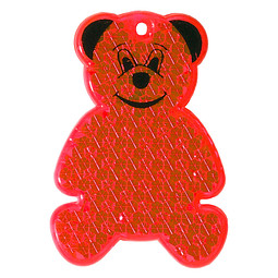 Messeartikel Reflektor Bär – rot – mit Logo bedruckt für Sicherheitsanhänger reflektierender Werbeanhänger für Firmen-Events