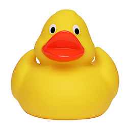 Renn-Ente, mit Metallplatte, gelb/orange, 6,6 cm