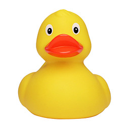 Renn-Ente, mit Metallplatte, gelb/orange, 8,5 cm