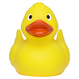 Renn-Ente, mit Metallplatte, gelb/orange, 9,5 cm