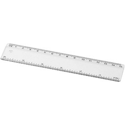 Werbeartikel Renzo Kunststofflineal 15 cm – weiss – mit Logo bedruckt für den Büroalltag