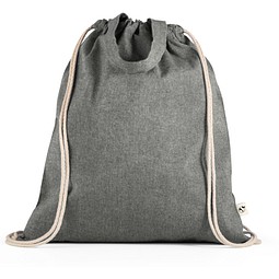 RISSANI. Tragetasche/Turnbeutel (2in1) aus recycelter Baumwolle (70%) und polyester (30% rPET) (140 g/m²), Schwarz