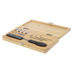 Rivet 19-teiliges Werkzeugset aus Bambus und recyceltem Kunststoff, natur