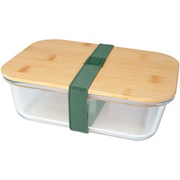 Roby Glas-Brotdose mit Bambusdeckel, heather grün