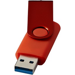 Werbeartikel Rotate USB-Stick 3.0 Metall – hellrot – mit Logo bedruckt für Datenschutz-Kampagnen 32 GB USB 3.0 für Büroausstattung