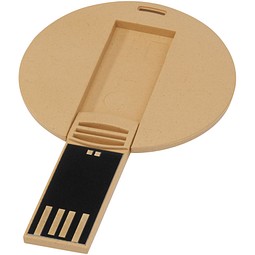 Runder ausklappbarer USB Stick, Kraftpapier, 32GB