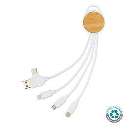 rundes Ontario 6-in-1 Kabel aus RCS recyceltem Kunststoff, weiß