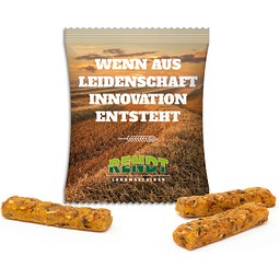 Rustini Vollkorn Sticks im Werbetütchen, 10 g, weiße kompostierbare Folie, inkl. Druck