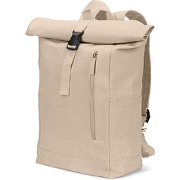 SAINT. Roll-Top-Rucksack aus recyceltem Baumwolle und recyceltem Polyester (380 g/m²), Natur