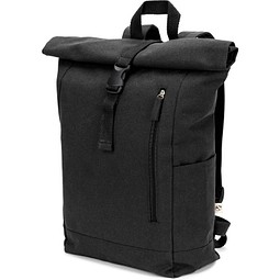 SAINT. Roll-Top-Rucksack aus recyceltem Baumwolle und recyceltem Polyester (380 g/m²), Schwarz