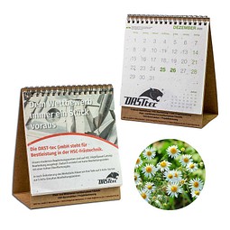 Samenpapier-Tischkalender, Weihnachten, Kamille, 1-seit. Druck