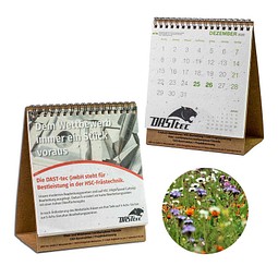 Samenpapier-Tischkalender, Weihnachten, Wildblumenmischung, 1-seit. Druck