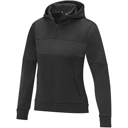 Sayan Kapuzenpullover mit halbem Reißverschluss für Damen, schwarz, L