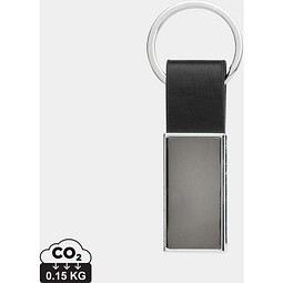 Schicker PU Schlüsselanhänger aus RCS recyc. Zinklegierung, schwarz