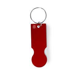 Schlüsselanhänger mit Einkaufswagenlöser aus Aluminium, rot