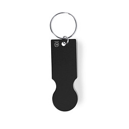 Schlüsselanhänger mit Einkaufswagenlöser aus Aluminium, schwarz
