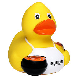 Schnabels® Bade-Ente Grillmeister mit Slogan, bunt