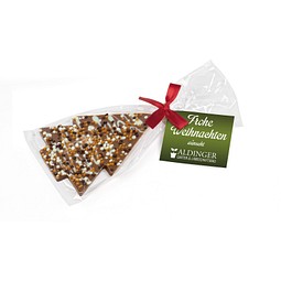 Schoko Christmas Tree, Vollmilchschokolade Knusperkugeln, Rote Schleife, inkl. Druck