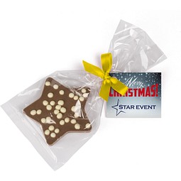 Schoko Weihnachtsstern, Gelbe Schleife, inkl. Druck
