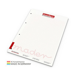 Geiger-Notes Schreibblock green+blue A4, 50 Blatt mit 4-fach Abheftlochung, inkl. Druck