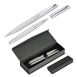 Schreibgeräteset aus Metall , grau