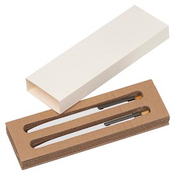 Schreibset mit Kugelschreiber und Druckbleistift aus recyceltem Aluminium , weiß