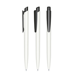 senator® Druckkugelschreiber Dart Polished Basic, blaue Mine, weiß,schwarz