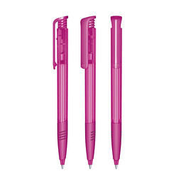 senator® Druckkugelschreiber Super Hit Clear SG, blaue Mine, pink rhodamine red
