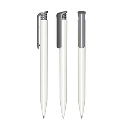 senator® Druckkugelschreiber Super Hit Polished Basic, blaue Mine, weiß,grau cool gray 9