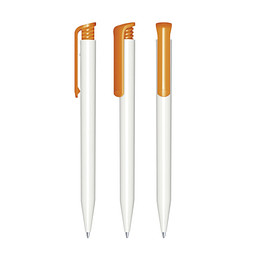 senator® Druckkugelschreiber Super Hit Polished Basic, blaue Mine, weiß,orange 151