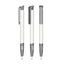 senator® Druckkugelschreiber Super Hit Polished Basic SG, blaue Mine, weiß,grau cool gray 9