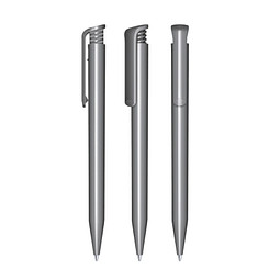 senator® Druckkugelschreiber Super Hit Polished, blaue Mine, grau cool gray 9