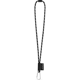 SET Lanyard NAUTIC Long (Ø 7 mm) mit 55 mm D-förmigem Karabiner und Ø 7 mm Sicherheitsverschluss, Schwarz/Weiß