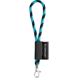 SET Lanyard TUBE Short mit Karabiner, Schwarz/Hellblau