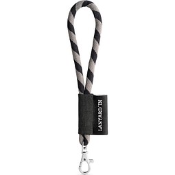 SET Lanyard TUBE Short (Ø 7 mm) mit 9 mm Schnapperkarabiner, Schwarz/Grau