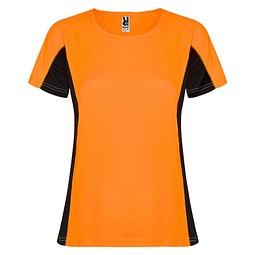Shanghai Sport T-Shirt für Damen, Fluor Orange / schwarz, L