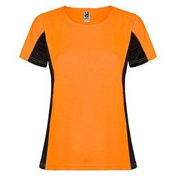 Shanghai Sport T-Shirt für Damen, Fluor Orange / schwarz, XL