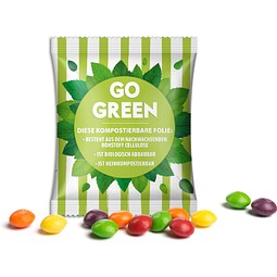 Skittles im Werbetütchen, 10 g, weiße kompostierbare Folie, inkl. Druck