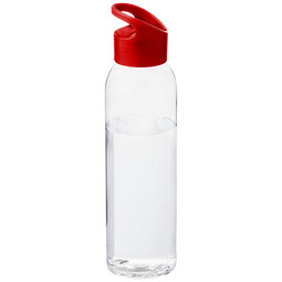 Werbeartikel Sportflasche Sky – rot-transparent – mit 48h Express-Druck 650ml Tritan BPA-frei mit Tragegriff für Sportevents & Turniere