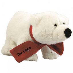 Softplüsch-Eisbär Freddy, mit Schal Rot
