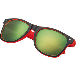 Sonnenbrille aus Kunststoff mit verspiegelten Gläsern, UV 400 Schutz, rot