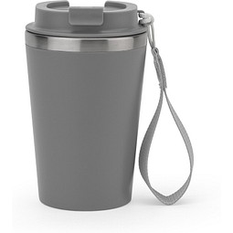 SPITZ. Reisebecher aus Edelstahl (90 % recycelt) und Außenwand aus PP mit matter Oberfläche 440 ml, Grau
