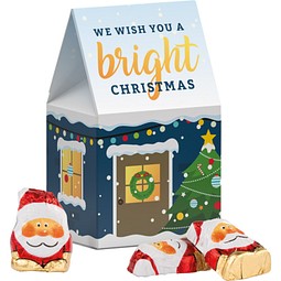 Standbodenbox, Mini Schoko Weihnachtsmänner, inkl. Druck