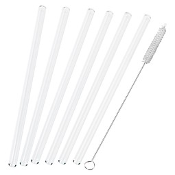 Strohhalm-Set aus 6 Glas-Trinkhalmen mit Reinigungsbürste