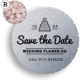 Super Mini Clic Clac Box, 12 g, Erdbeerdragees Herzform, blank, inkl. Druck