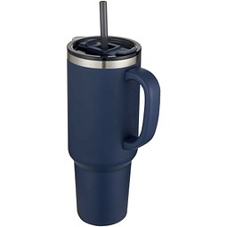 Sydney 1200 ml doppelwandiger RCS-zertifizierter Kupfer-Vakuum Isolierbecher mit Strohhalm, navy