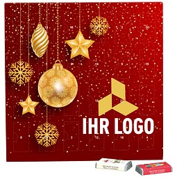 Täfelchen Adventskalender, Lindt Schokotäfelchen, Christbaumkugeln Gold